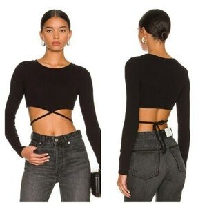 Lovers & friends  Long Sleeve Wrap Crop Top
